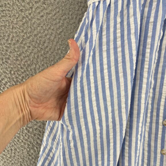 Lulus Dress Womens Small Nautical Nights Blue Striped Button Up Midi Sleeveless - Picture 6 of 12
